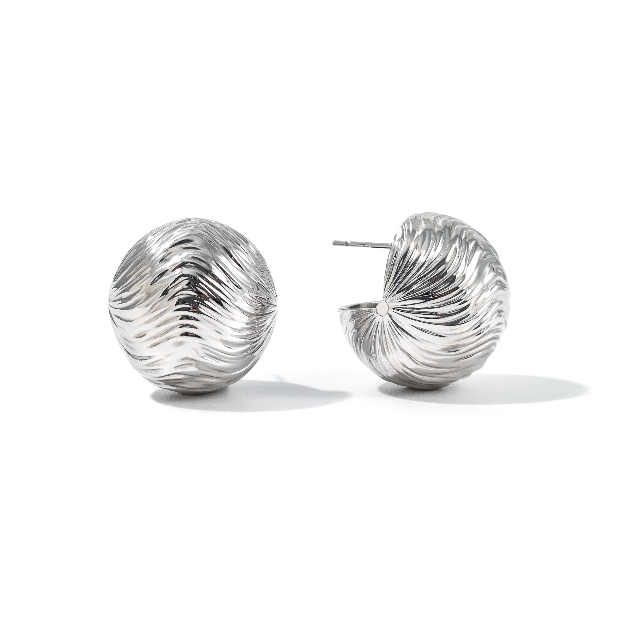 Silver Cascade ball stud earrings on white