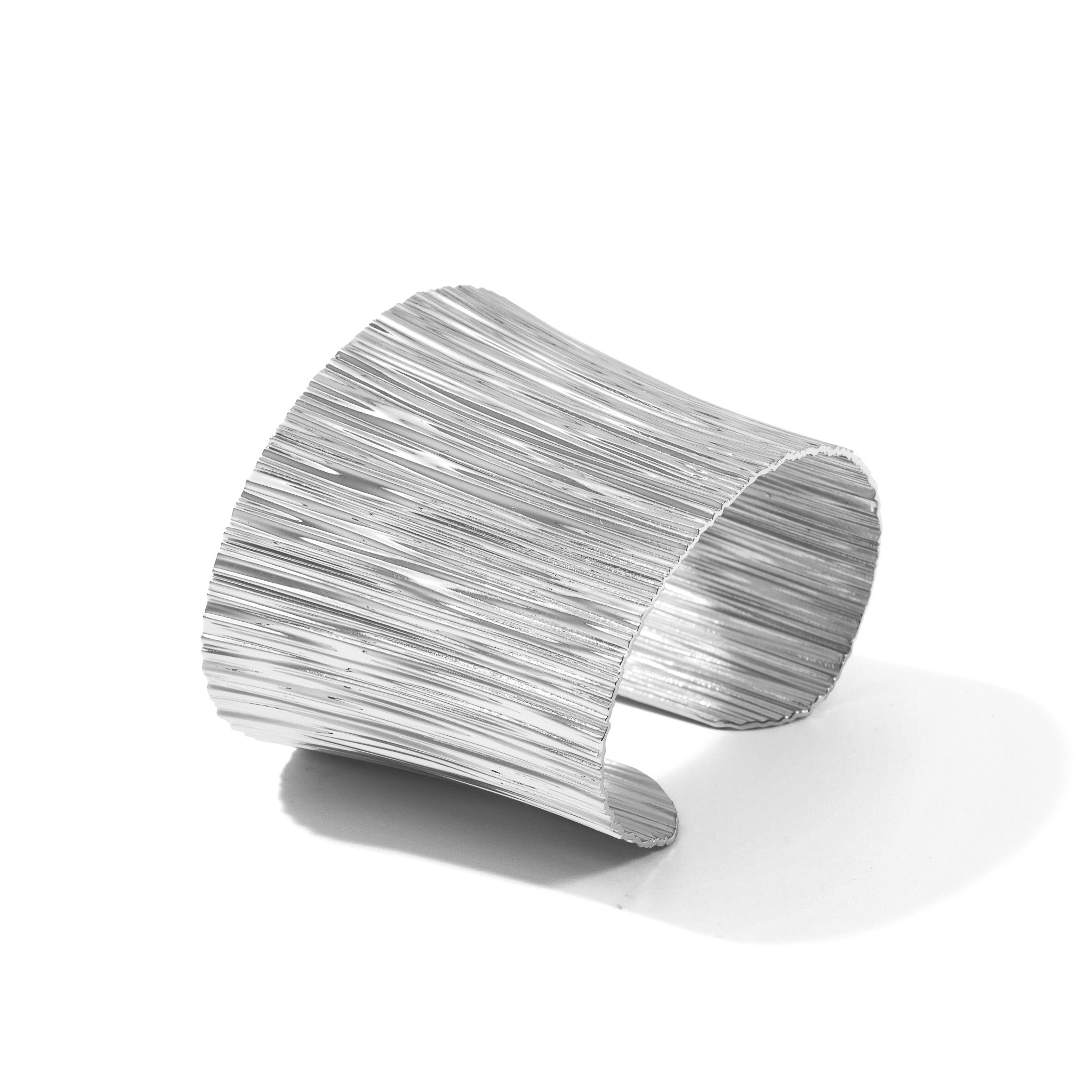 Close-up of the cascading texture on the Cascade cuff bracelet