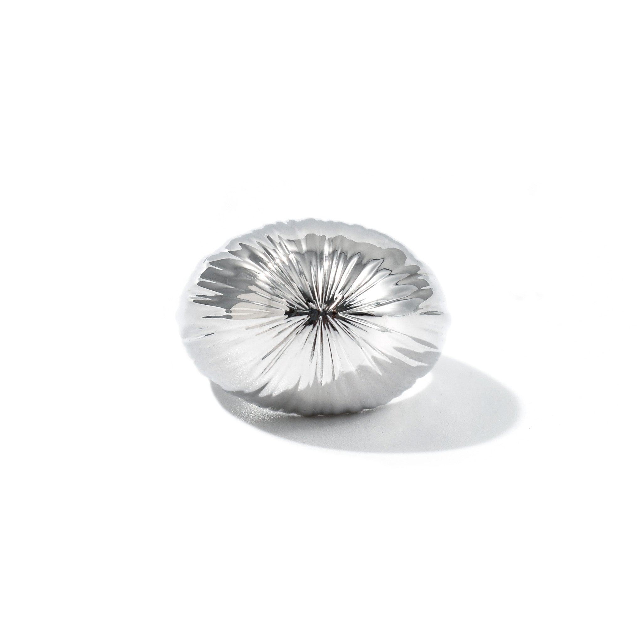 Silver Cascade dome ring on white