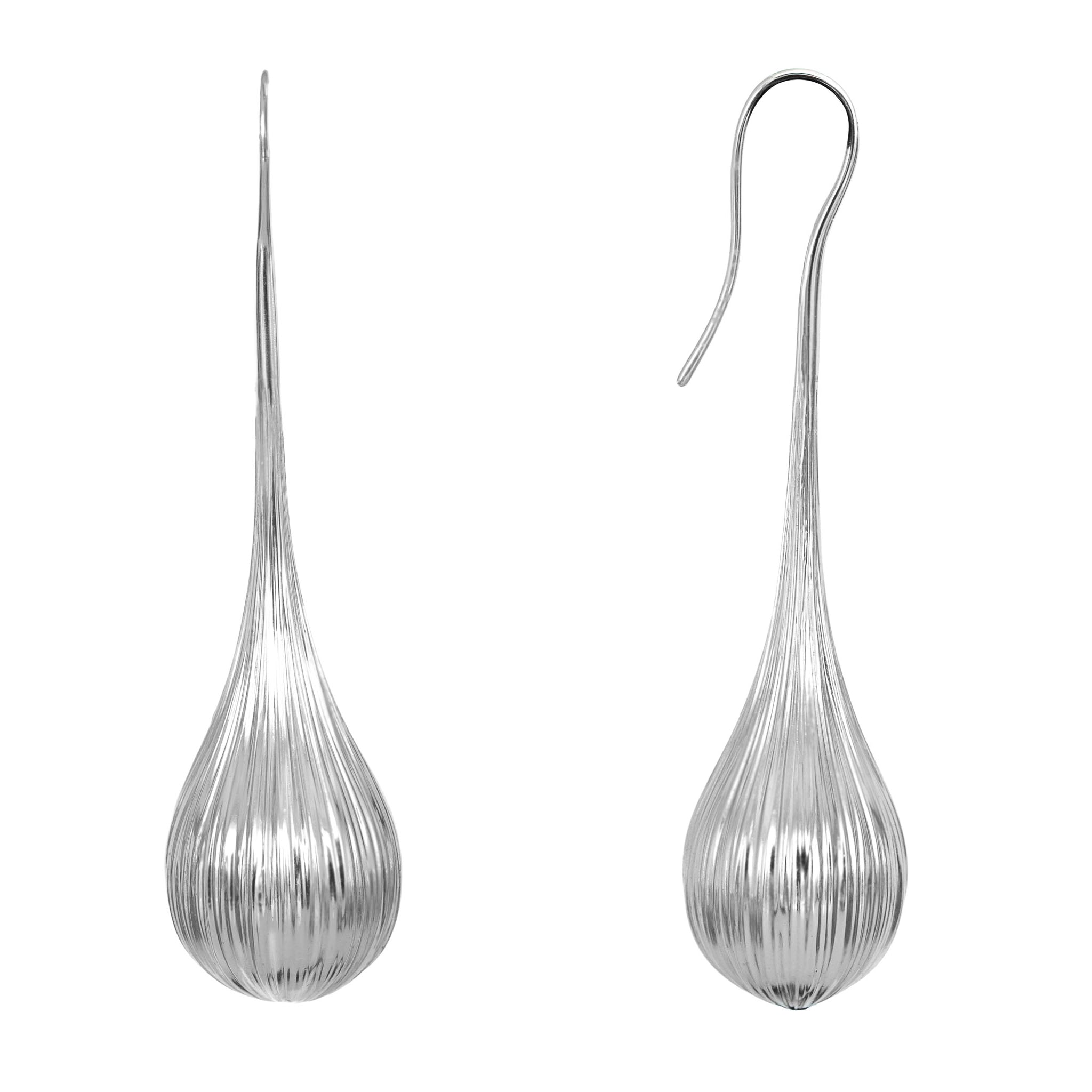 Close-up of the cascading textured surface on the Cascade drop earrings
