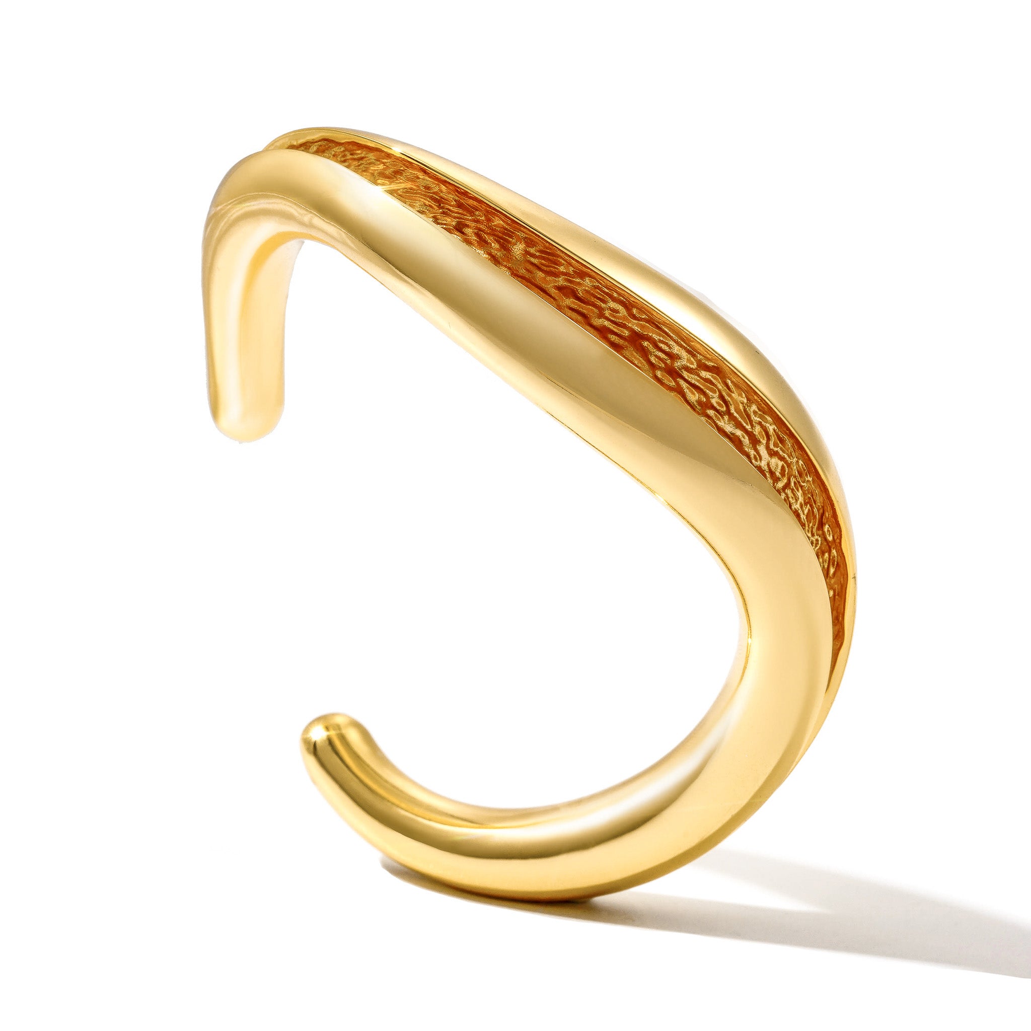 Close-up of the textured inner channel of the Currents chunky cuff