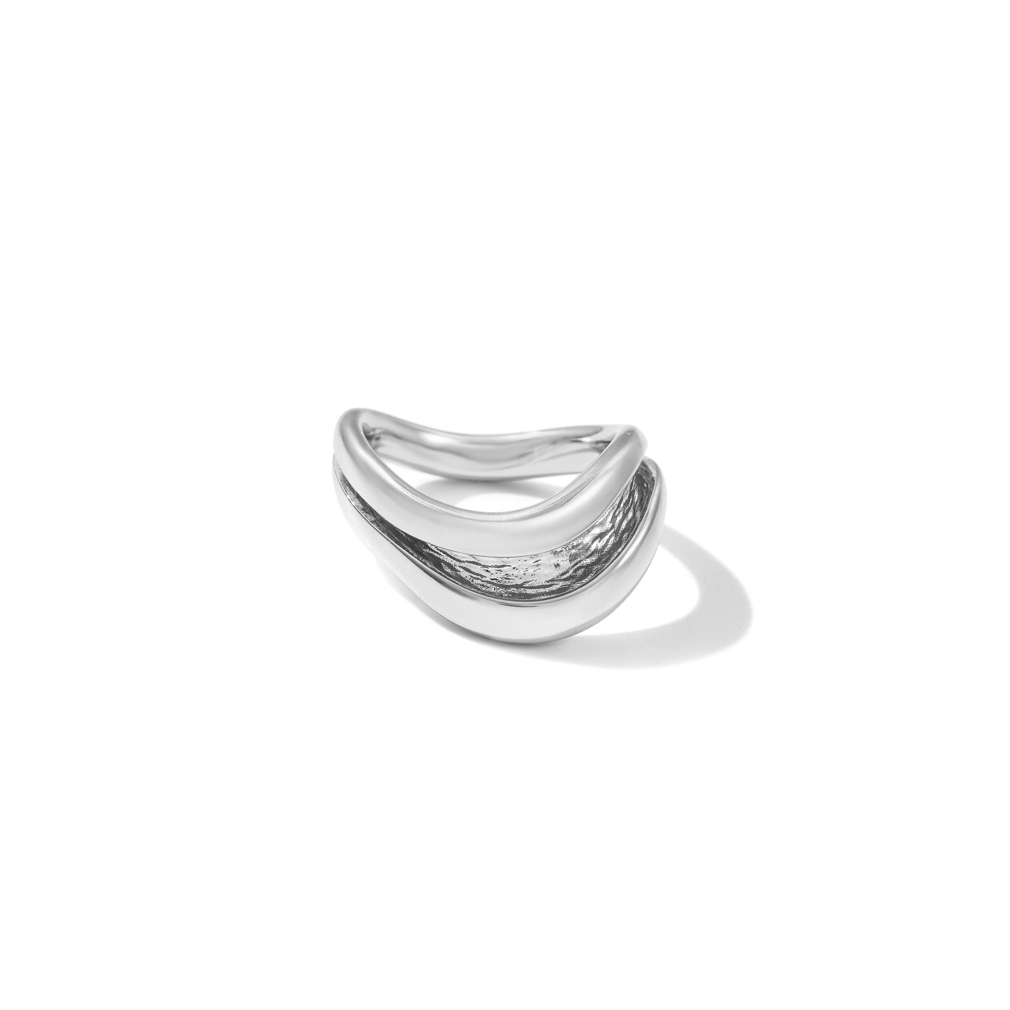 Silver Currents Wave ring on white